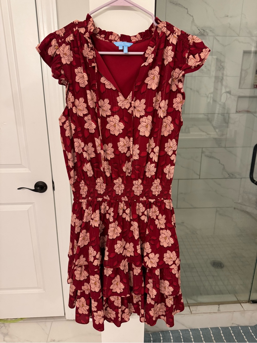 Draper James Red Floral Tiered Ruffle Dress